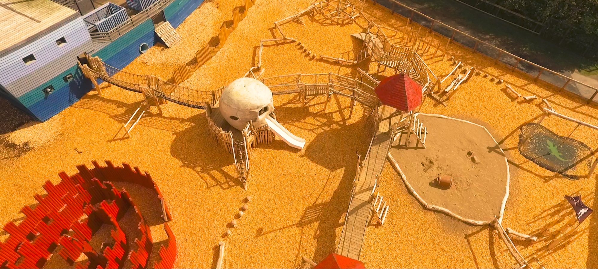 Aerial shot of pirate playground